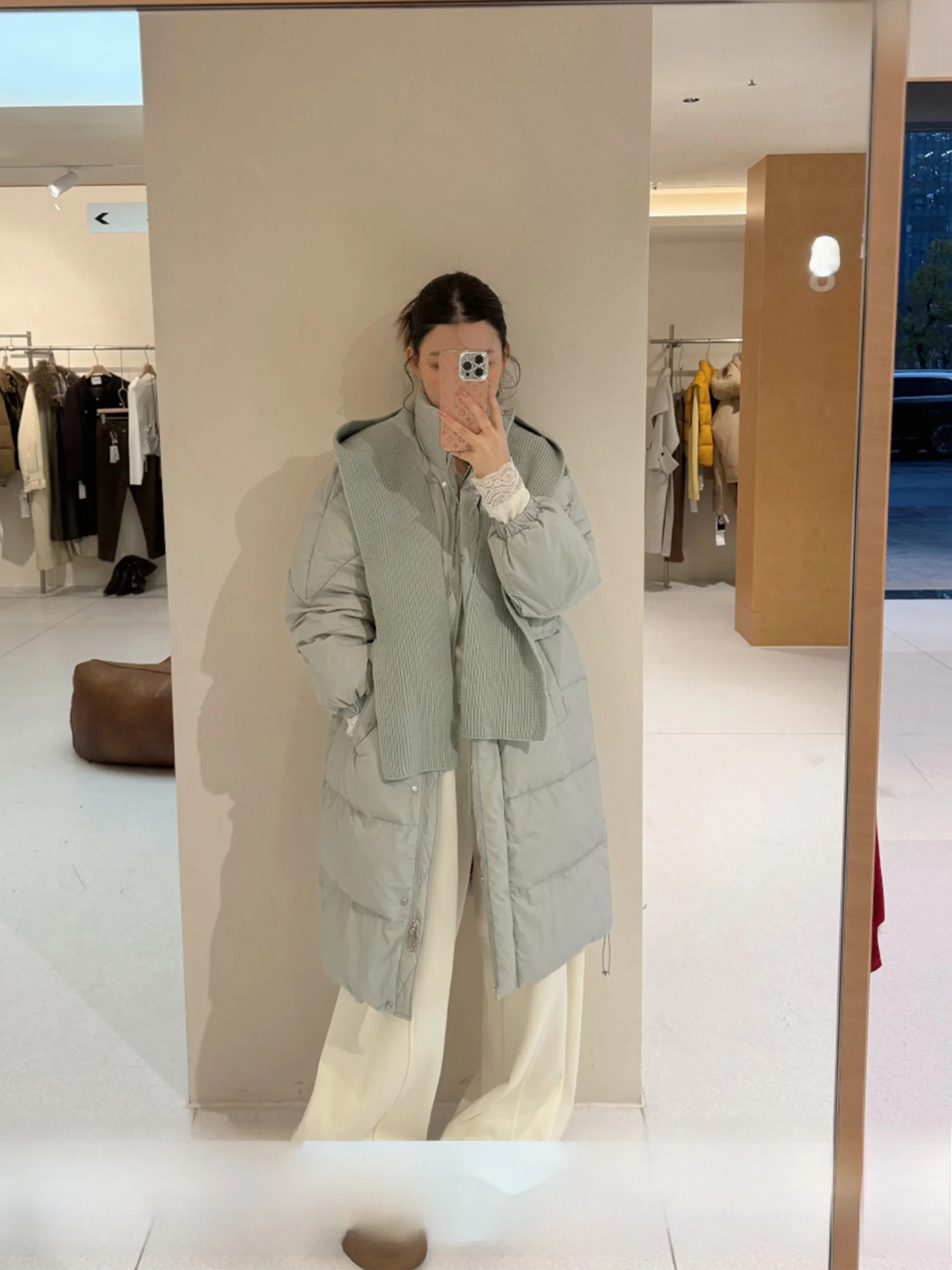 

Женская свободная повседневная теплая куртка Li Xiaoxiao Du с длинными рукавами, на молнии, утепленная, сине-белая, на пуху, для зимы