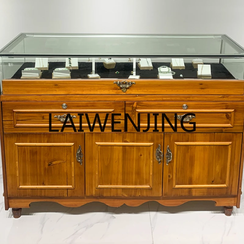 RWJ Retro Solid Wood Jewelry Box Display Cabinet Amulet Zhongdao Counter