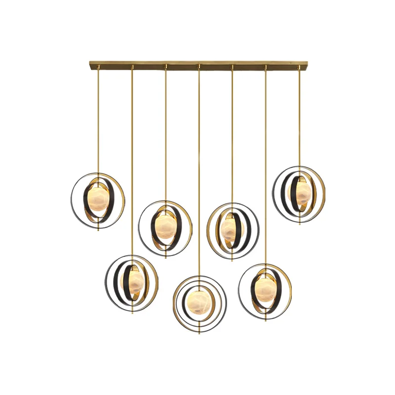 

Scandinavian LED living room marble ball chandelier, dining room ceiling lighting, hardware lustre , height adjustable