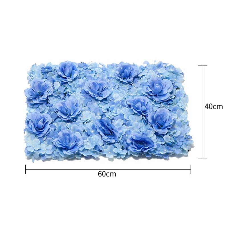 Flower Wall Panel  Artificial Flower Panels for Party Wedding Decoration Bridal Shower Decor Blue Silk Floral Plants