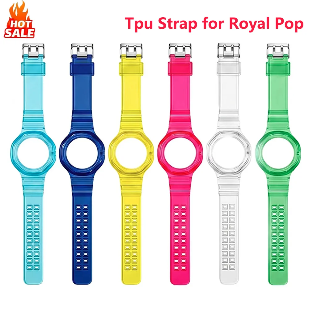 Integrated Tpu Case+Strap for Royal Pop Swatch Accessories Shockproof Transparent Bracelet Correa Swatch AP Royal Pop Watchbands