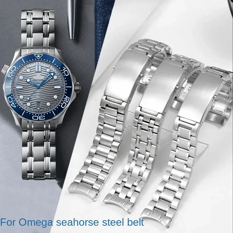 Solid Stainless Steel Watch Band for Omega Seahorse 300 Ocean Universe 600 Observatory Comfortable Watch Strap Accessories 20mm