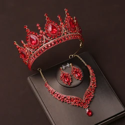 Itacazzo Bridal Headwear Set Crown Necklace Earrings Four Piece Fashion Tiaras Suitable for Women's Wedding and Birthday Parties