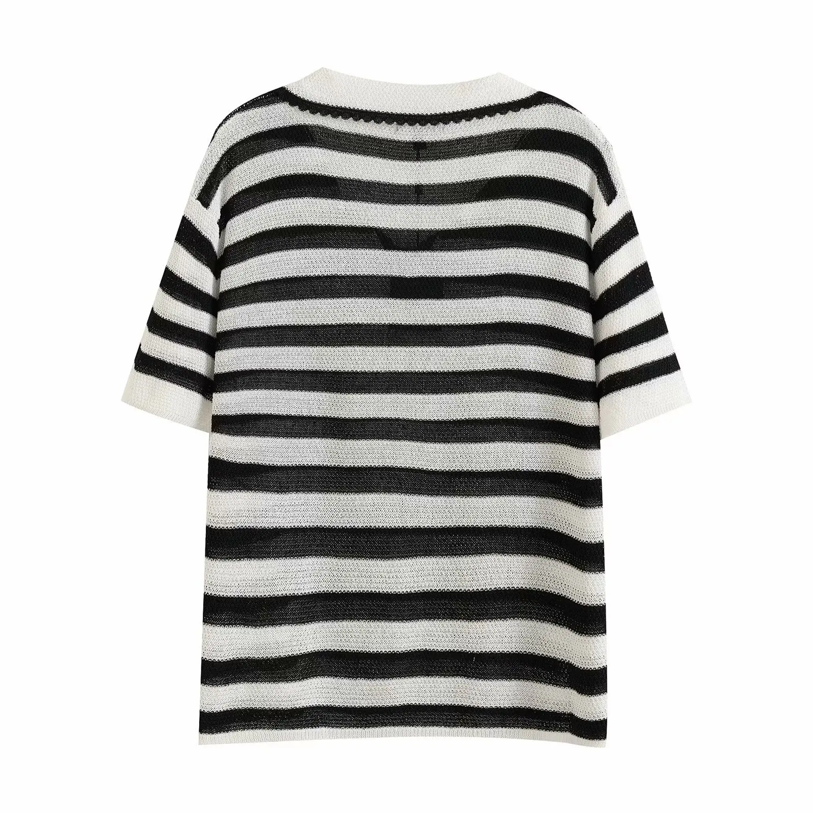 2025 summer new women's casual style striped light knitted short-sleeved Polo shirt
