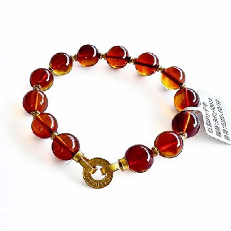 

Natural Mexican Red Blue Amber Bracelet Women, Elegant and Versatile Hand Jewelry