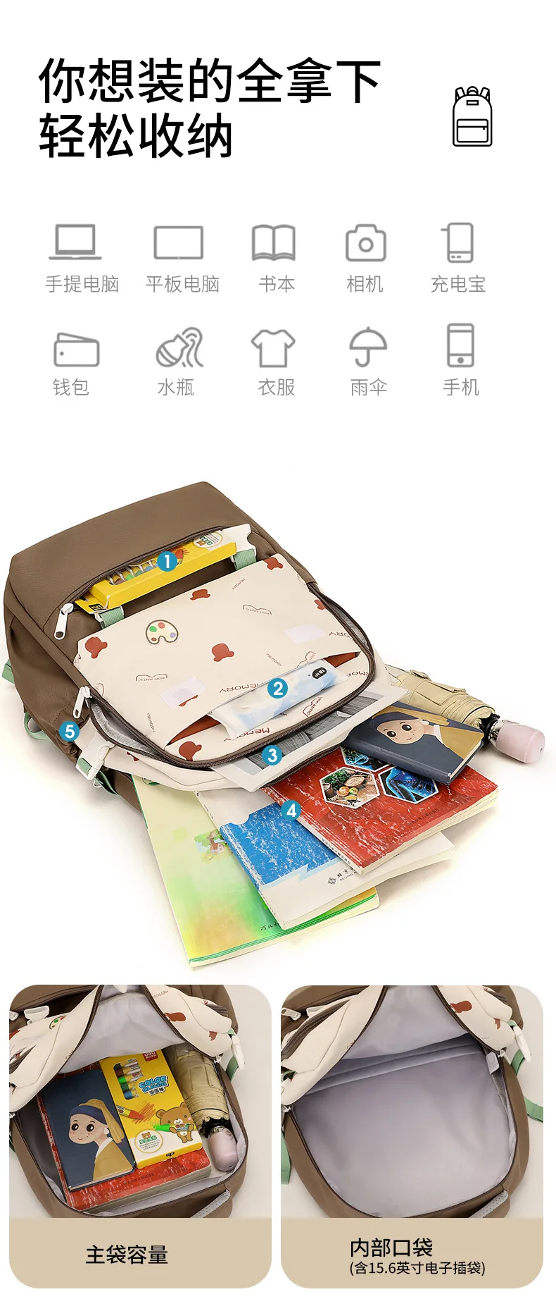 청소년용 파란색 남아 여아 아동 초등 중학생용 책가방 (6-12세)