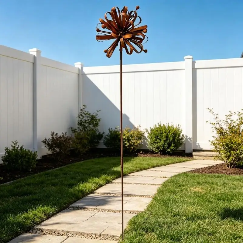 Elegant Rusty Floral Stake For Enhancing Your Outdoor Lawn Landscape Space 37JD