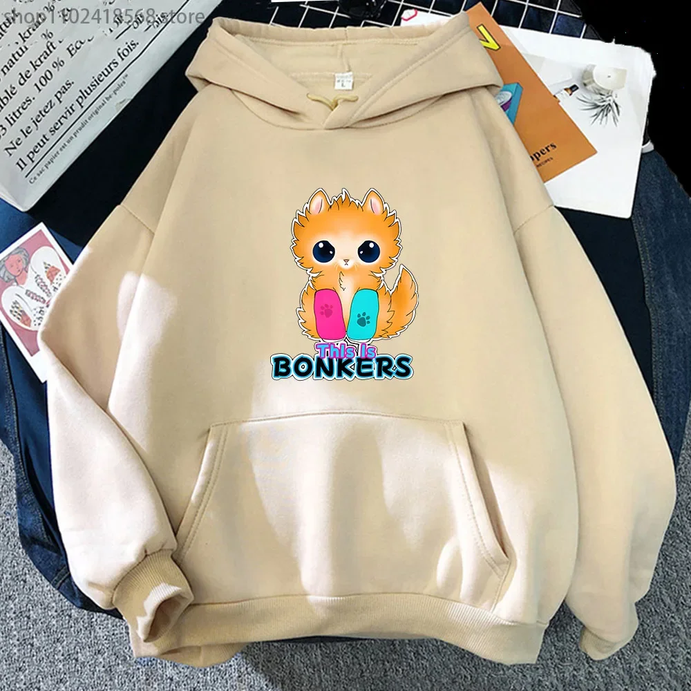 Tater Tot Hoodies for Women/Men This Is Bonkers Sweatshirt Kawaii Cat Print Clothes Autumn Winter Pullover Unisex Streetwear Y2k