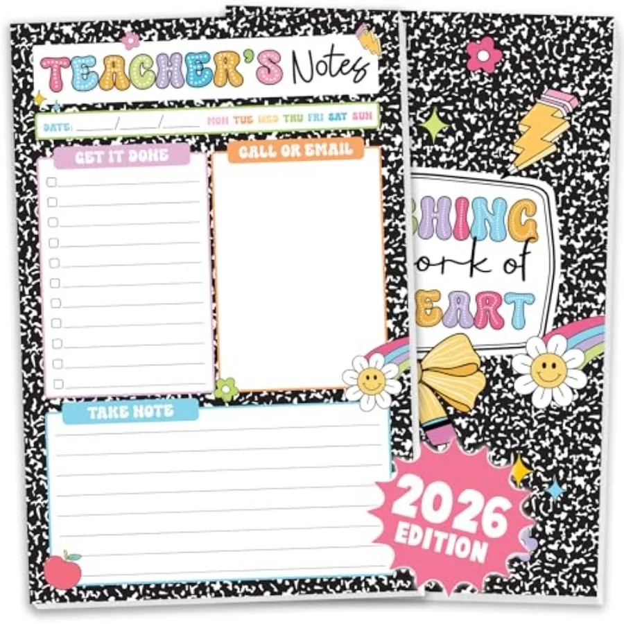 

Teacher Gifts, Gifts for New Teachers, Composition Book Teacher Notepad, To-Do List Notepad, Stationery Must-Have Supplies for