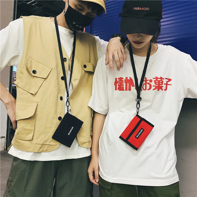 Oxford fabric water-resistant and wear-resistant neck pouch for short-term use, three-fold student anti-loss neck wallet
