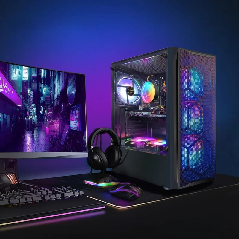 Gaming PC Bundle with 24Inch FHD LED Monitor-Radeon RX 580 8G,  Core I7 up to 3.9 G,16G RAM, 512G SSD, RGB Fan x6 - view 4