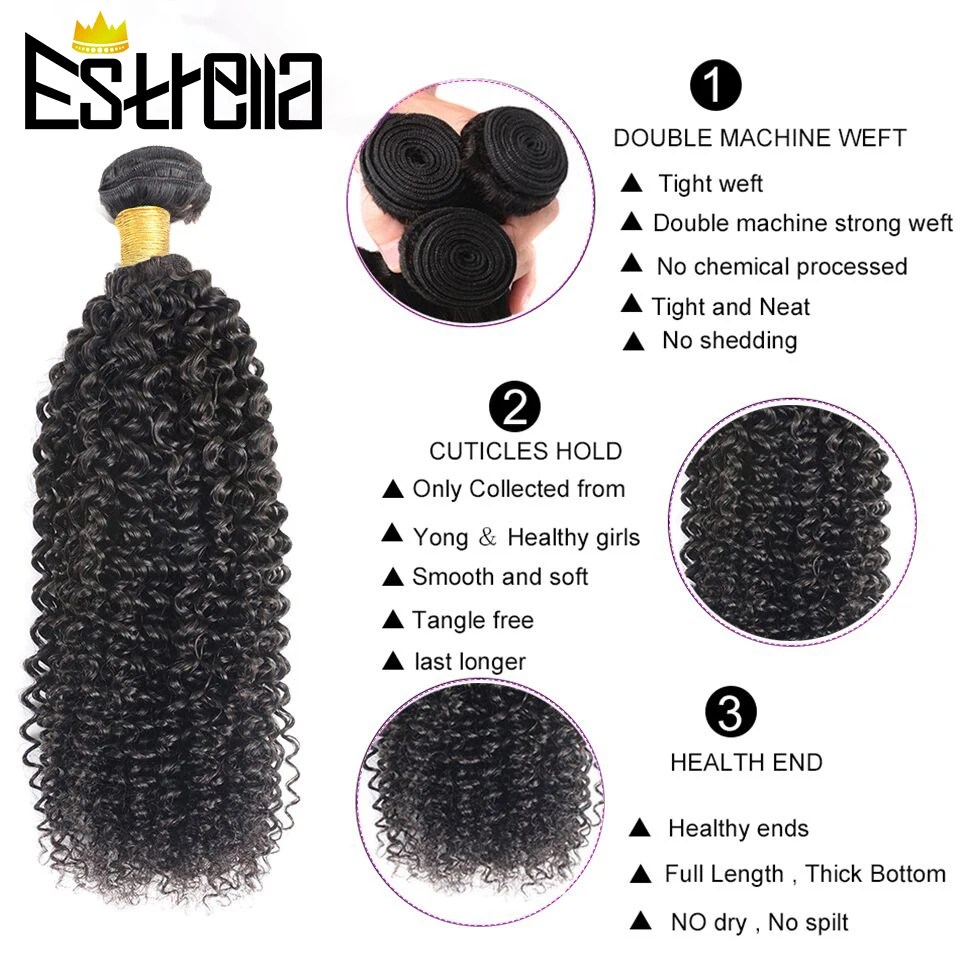 5Pcs 24inch Human Hair Bundles Kinky Curly Human Hair Bundles Deal Peruvian Human Hair Weave Bundles For Women Hair Extensions