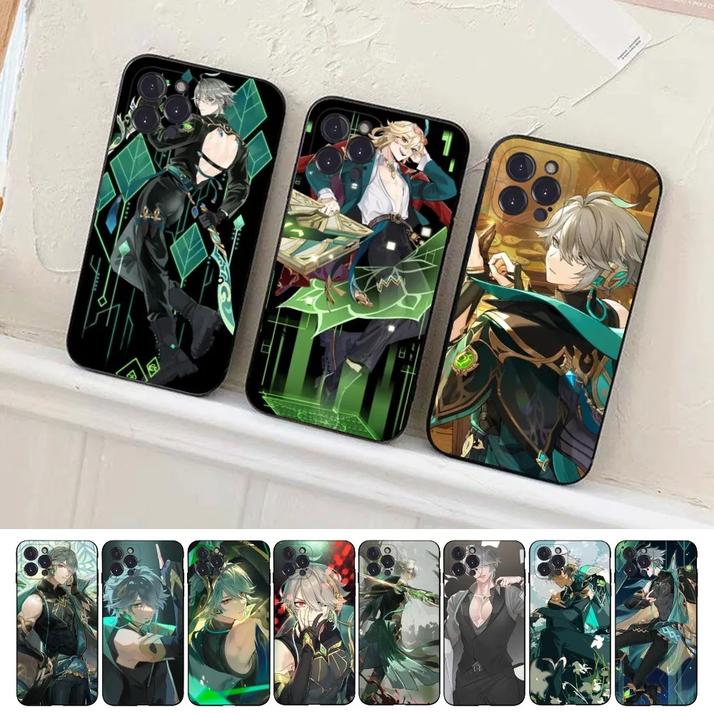 Casing ponsel Genshin Alhaitham Impact untuk iPhone 14 11 12 13 Mini Pro XS Max Cover 6 7 8 Plus X XR SE 2020 Funda Shell