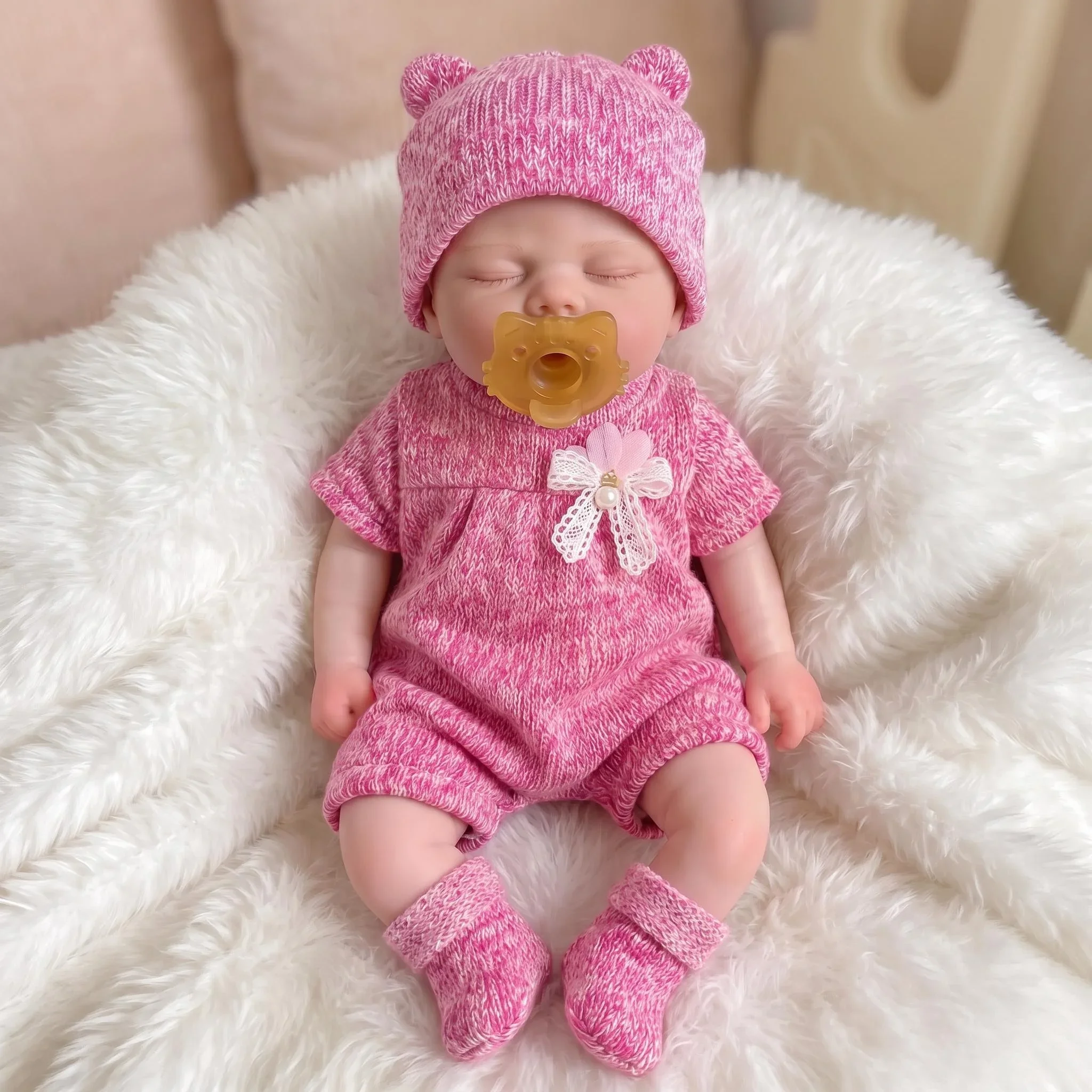 NPK 13Inch Solid Silicone Reborn Pickle Mouth Can Open Super Soft Squishy Elastic Lifelike Simulation Collectible Dolls Gift