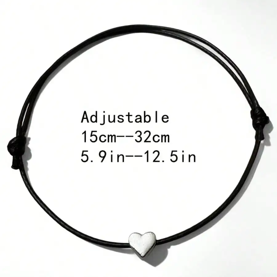 omen Adjustable Size Gift1pcs Black Anklet with Heart Pendant Foot Chain Charm Beach Jewelry Handmade Ankle Bracelet W for Woman