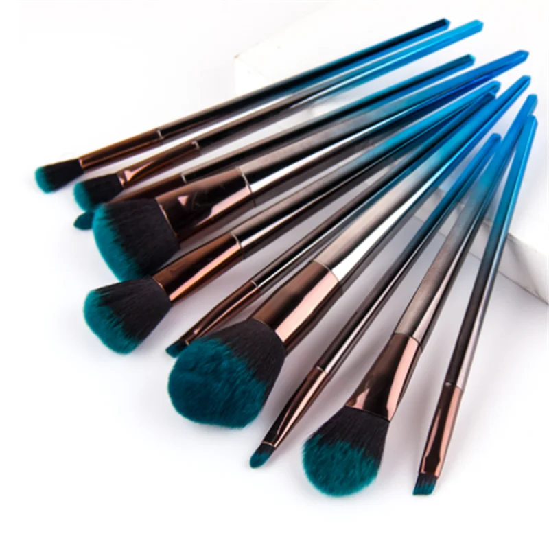 Ensemble de pinceaux de maquillage bleu dégradé, 7 pièces, Application de poudre de fard à paupières, outils cosmétiques professionnels pour le maquillage des yeux