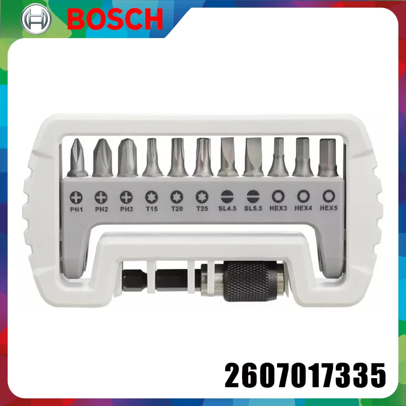 

Bosch 12Pcs Screwdriver Bit Set 2607017335 with Magnetic Holder 1/4" Hex Shank PH Torx Slotted Hex Bits