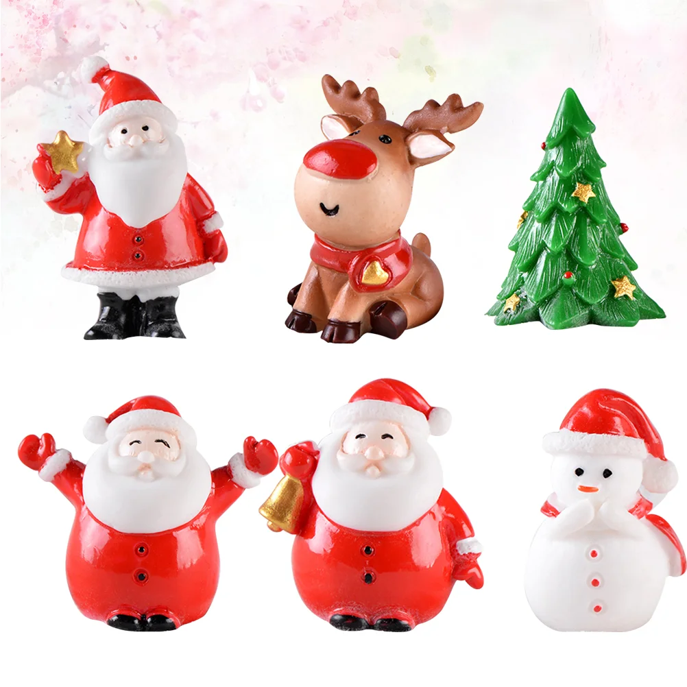 

Santa Claus Figurine Christmas Decorations Resin Ornament Miniature Toy Snowman Micro Landscape Office