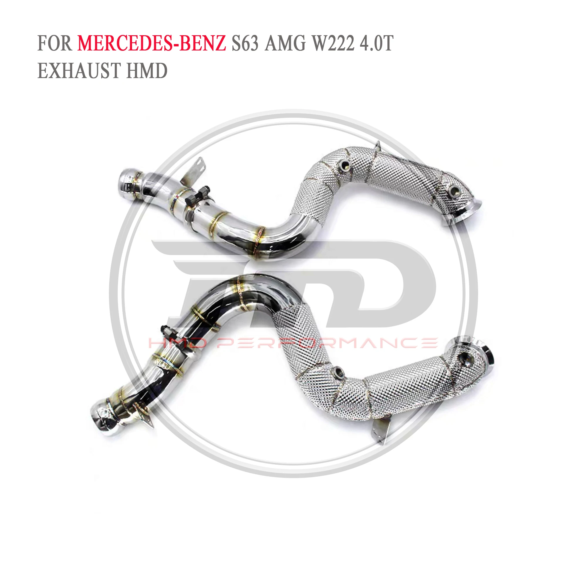 for Mercedes Benz AMG S63 S63L W222 4.0T 2018+ HMD Exhaust System High Flow Performance Downpipe With Heat Shield Racing Pipe