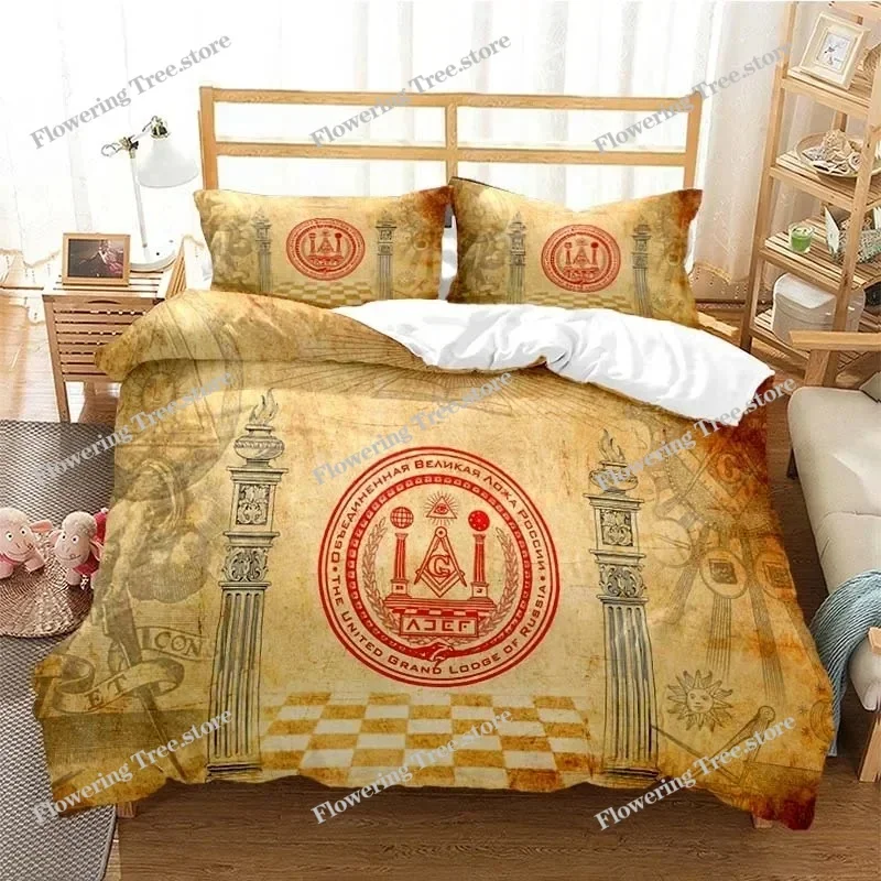 3D Printed Masonic Freemason Illuminati Bedding Set Duvet Cover Double Twin Full Queen King Adult Kids Bedclothes Quilt Cover