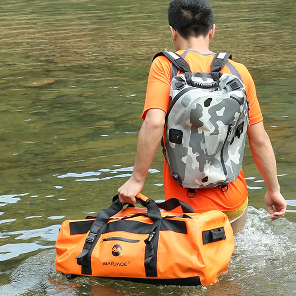 MARJAQE 30/60/90L PVC pływanie wodoodporna rafting kajak torba marynarska siodło wiadro bagażowe fotelik podróżny torba do przechowywania ogona motocykla