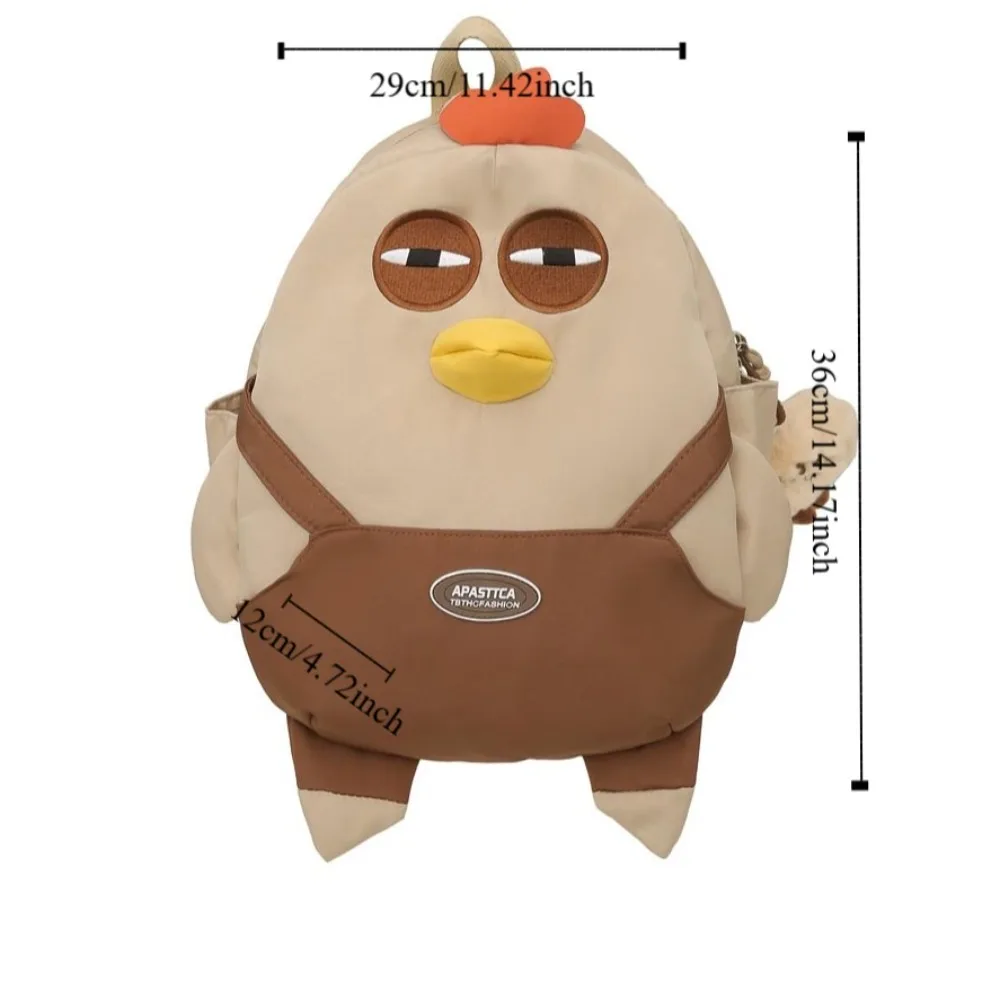 Fashion Large Capacity Chicken Nylon Backpack with Pendant Funny Hen Shape School Bag Kawaii Cartoon Students Book Bag Kids