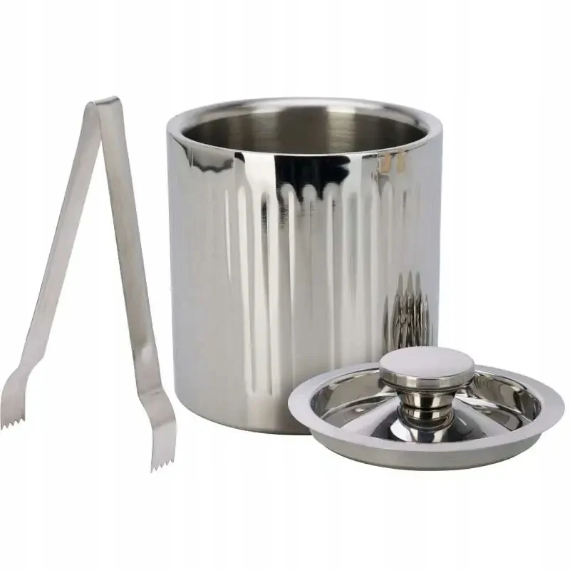 IJsemmer metalen zilveren container met tang 15,5x15,5x17cm