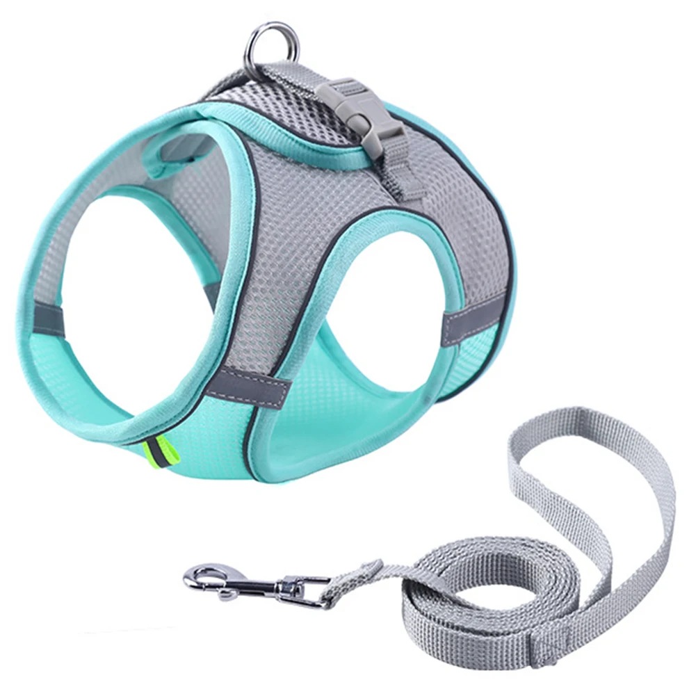 Cat Harness Leash Set Soft Mesh Harness Adjustable Cat Vest with Reflective Straps Small Large Cat Walking Harness and Leash