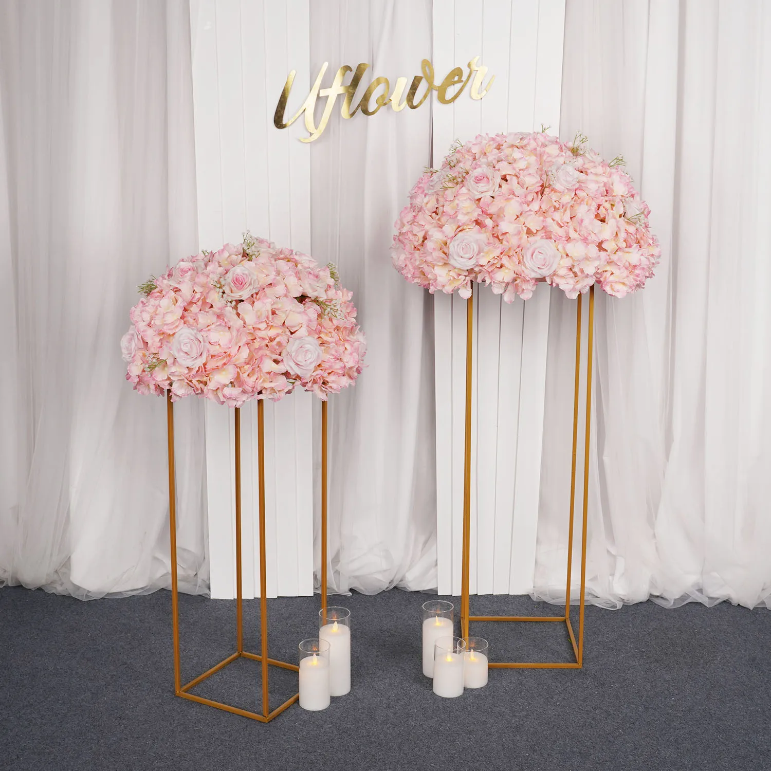 50/60cm Pink Series Wedding Table Centerpieces Flower Ball Decor Candleholder Banquet Event Supplies Props Window Display