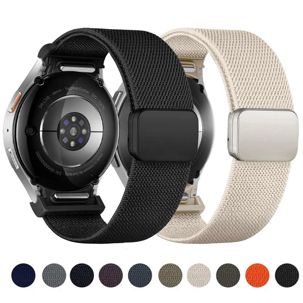 サムスンギャラクシーウォッチ用磁気ナイロンスポーツストラップ、サムスンギャラクシーウォッチ用バンド7、6、5、4、クラシックプロ、44mm、40mm、ギャップなし