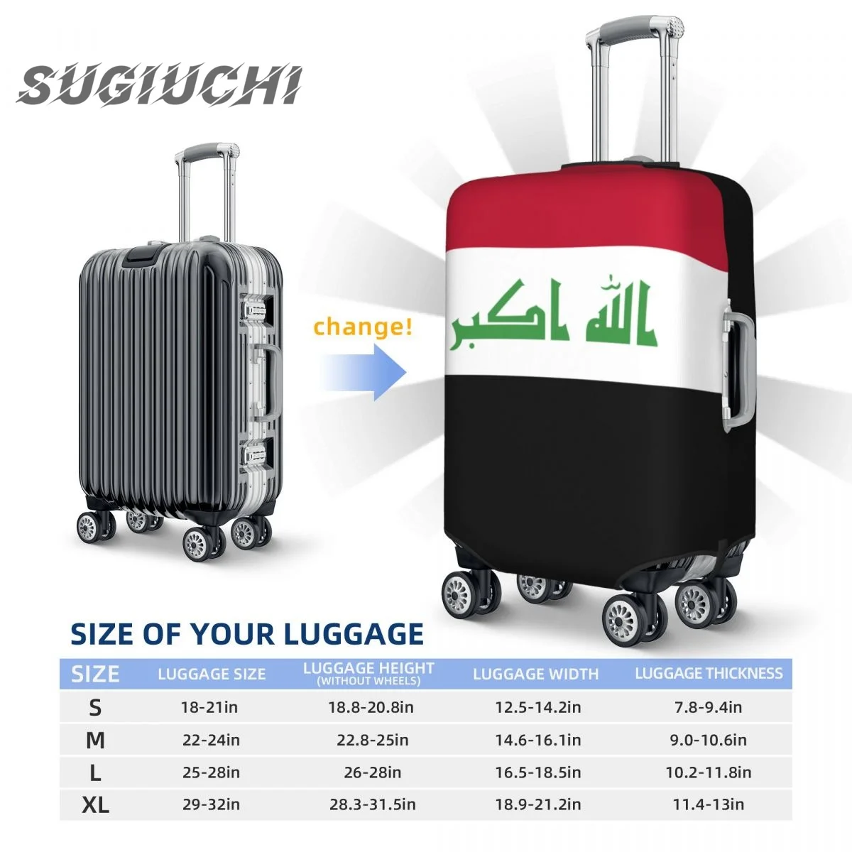 Iraq Country Flag Luggage Cover Suitcase Travel Accessories Printed Elastic Dust Cover Bag Trolley Case Protective