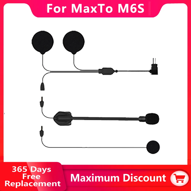 

For Maxto M6S Accessories Headphone Microphone 2 In1 Earphone Suit for Motorcycle Full/Face Helmet Intercom