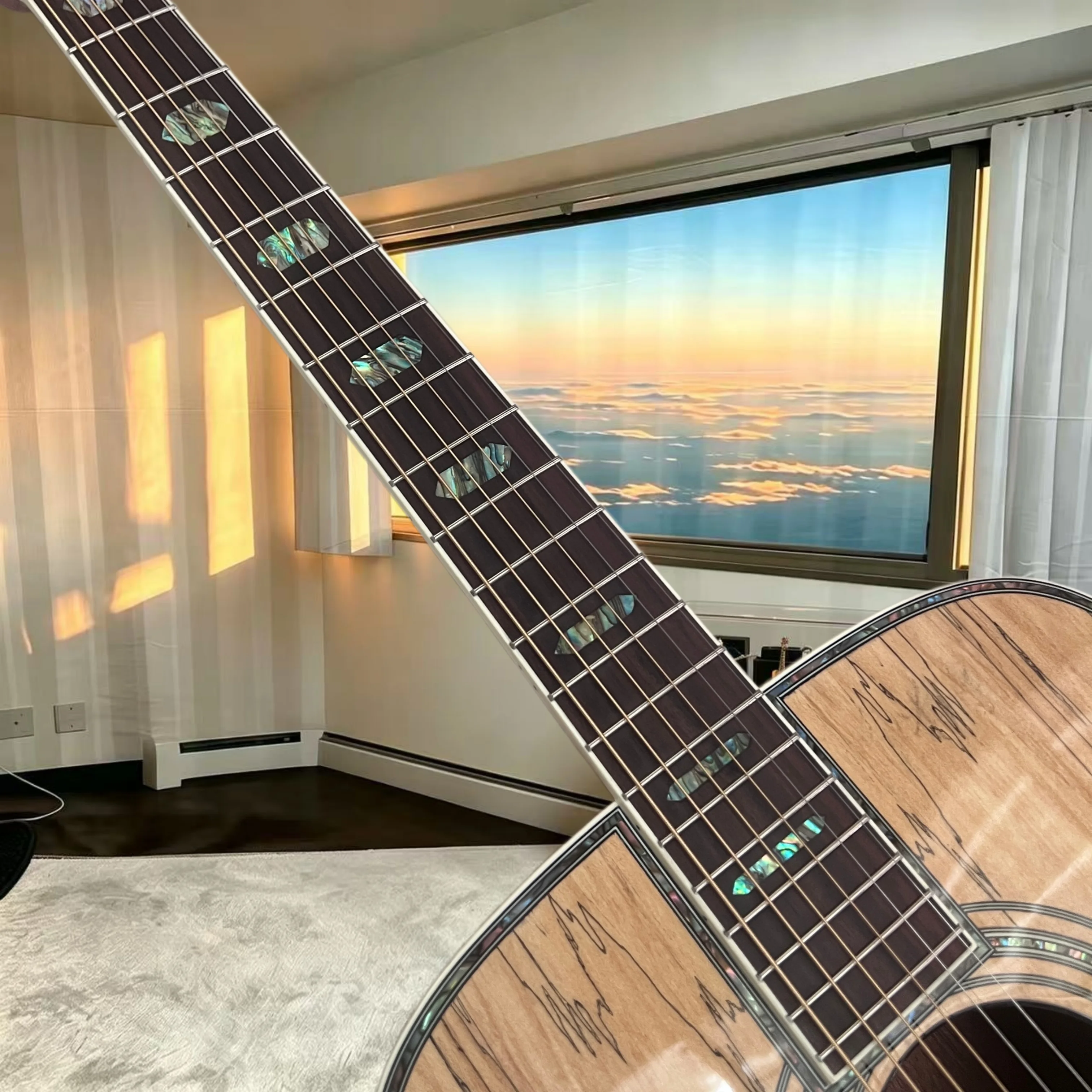 D45 Rotten Wood Acoustic Guitar Collection Abalone Shell Inlaid Fingerboard Novice Guitar Guitar Special Spalted Ebony Veneer
