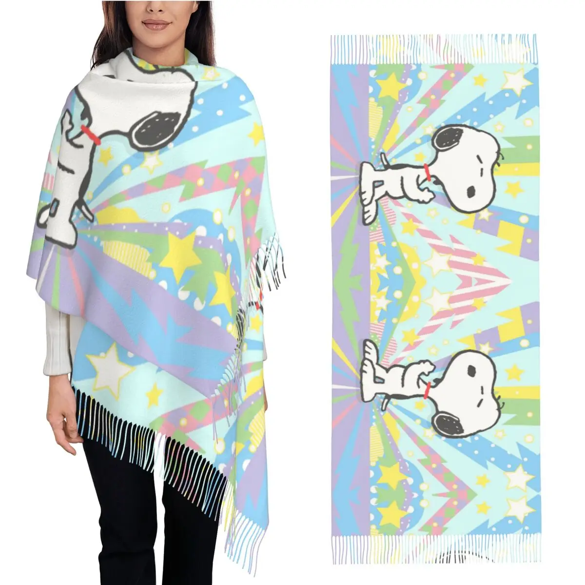 Cartoon Snoopys Scarf for Womens Winter Warm Shawls and Wrap Large Shawl Scarf Ladies
