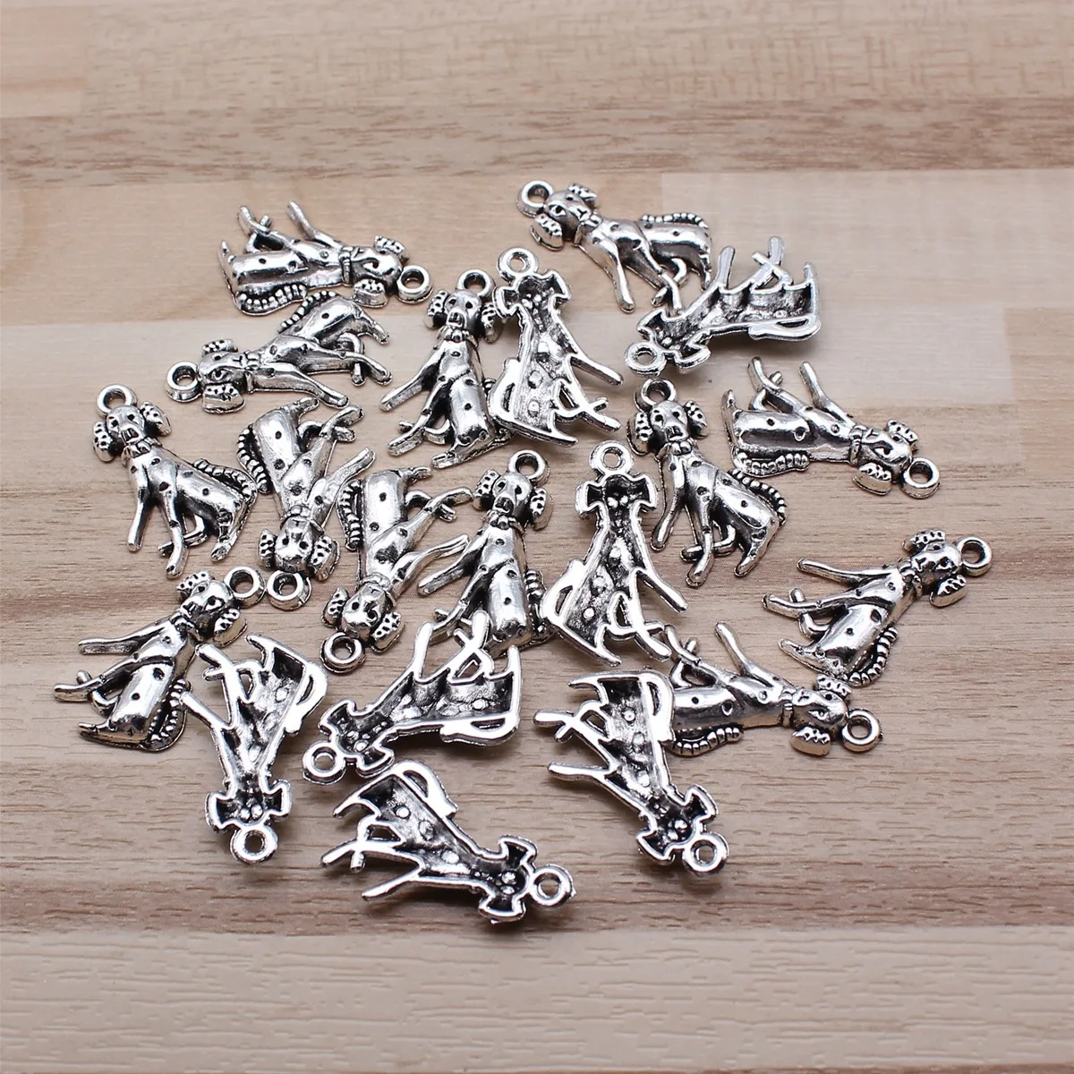 IFOCUS 20pcs/Lot Cute Dalmatian Dog Charms For DIY Jewelry Making Zinc Alloy 22x12mm/0.87x0.47inch