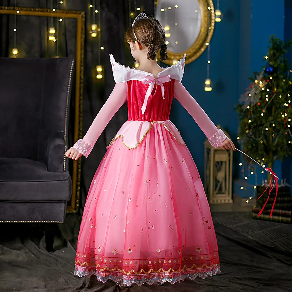 Aurora Dress For Girls Sleeping Beauty Cosplay Costume Children Halloween Carnival Party Princess Clothes Kids Fancy Outfits