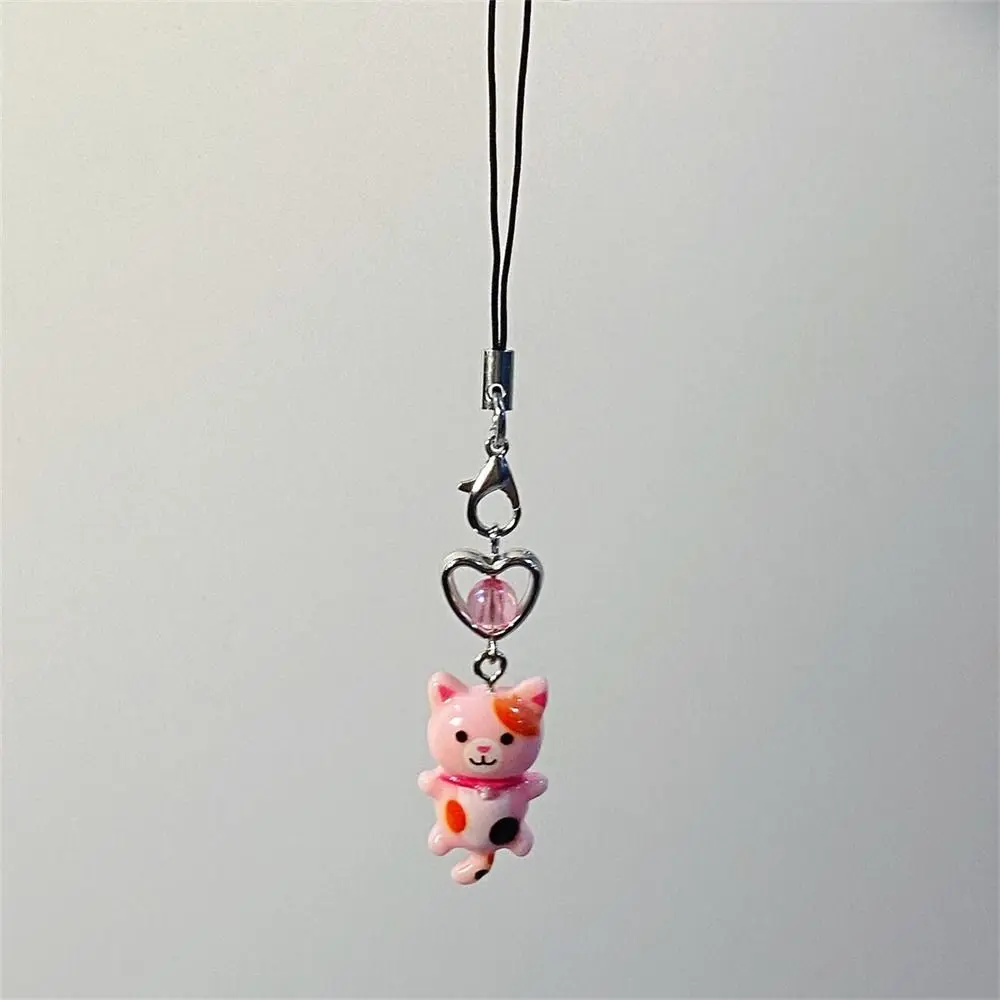 Cat Pendant Cat Phone Strap Cellphone Chain Anti Lost Y2K Phone Charm Key Ring Heart Phone Lanyard Backpack Ornament image 2