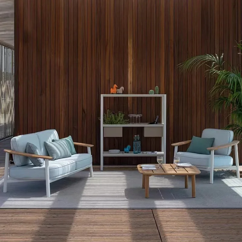

ZQDZ Nordic Outdoor Preservative Wood Leisure Sofa Courtyard Garden Terrace B & B Outdoor Villa Balcony Furniture