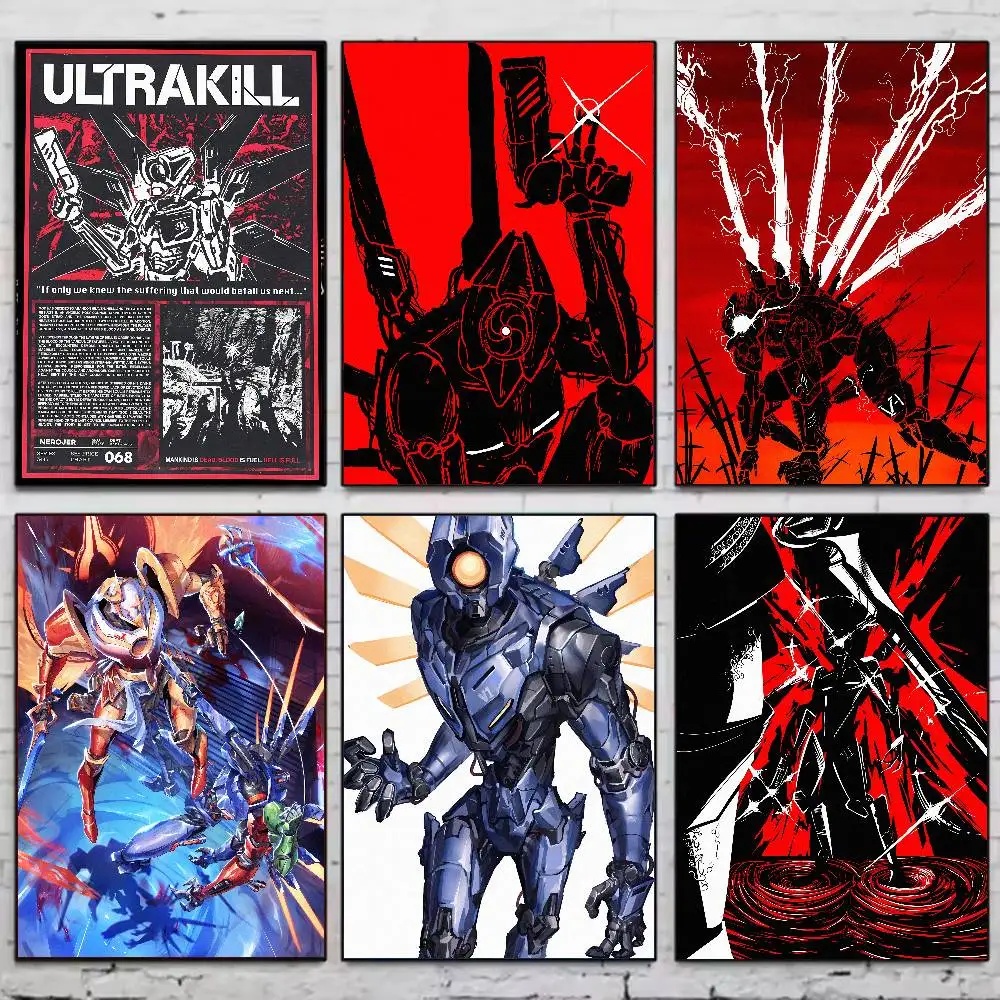 Top Cool Fashion Video Gaming Hot Large Ultrakill Poster Self-adhesive Art Paper Sticker Coffee House Bar Room Wall Decor