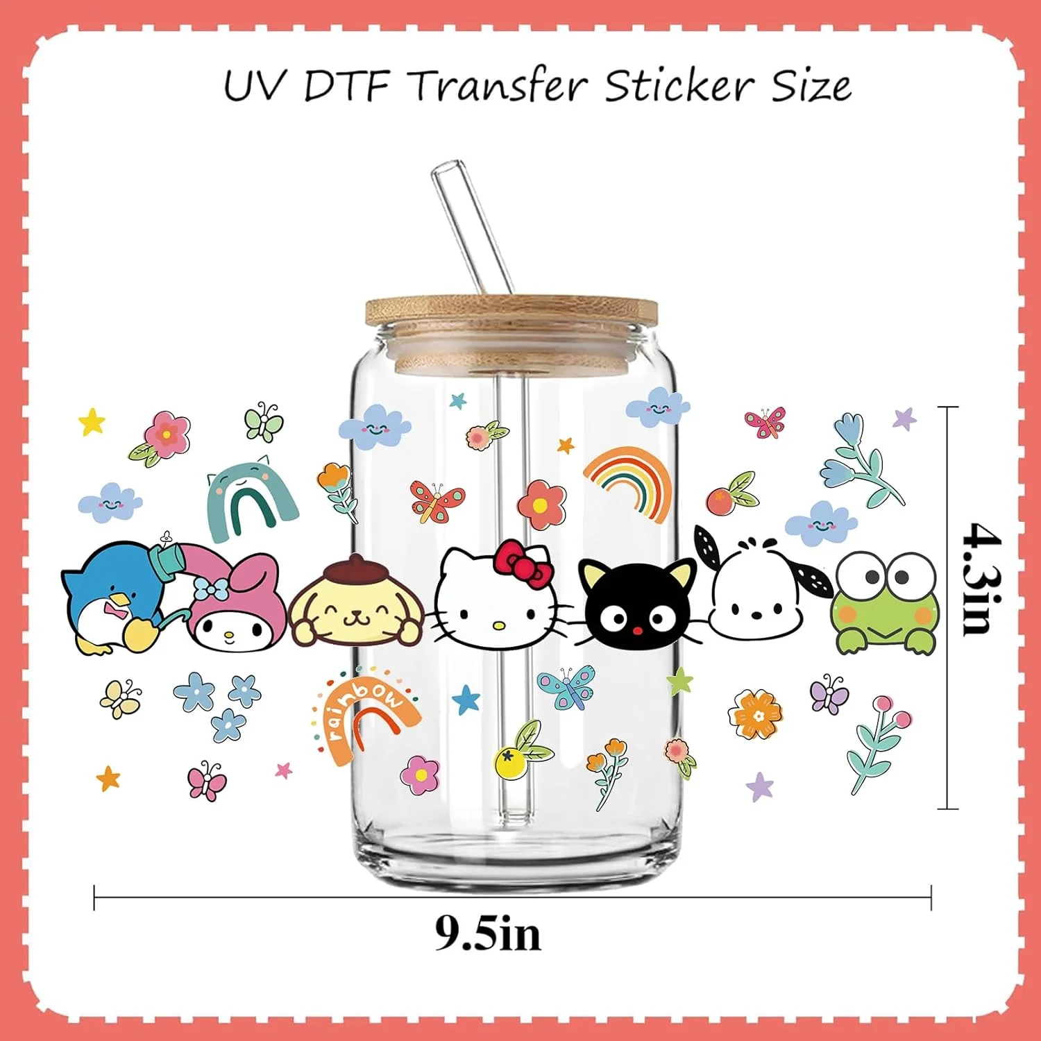 Miniso Hangyodon 16oz DTF Sticker Cups Cool Personalize UV Wrap Transfer Custom Labels DIY Logo Selfadhesive Waterproof