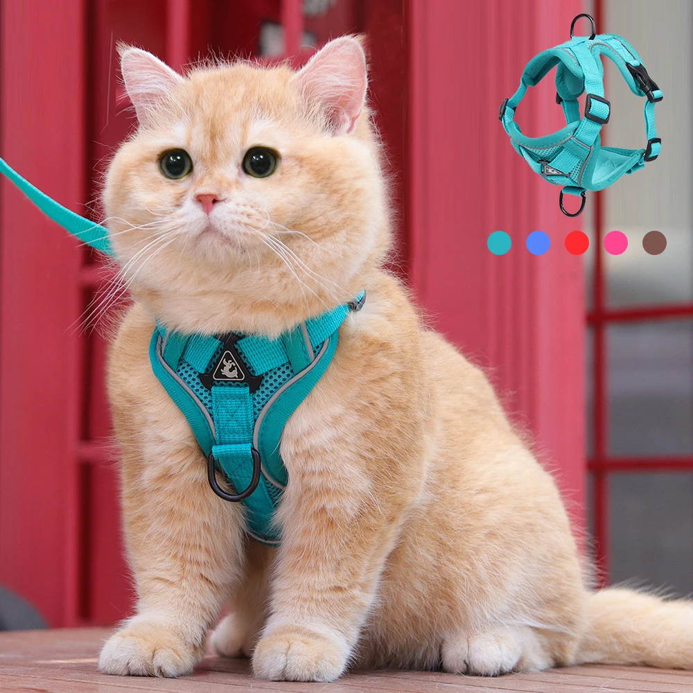 

Cat Harness Escape Proof Breathable Cat Harness and Leash for Cats Small Dogs Reflective Walking Lead Leash Cat Accessories