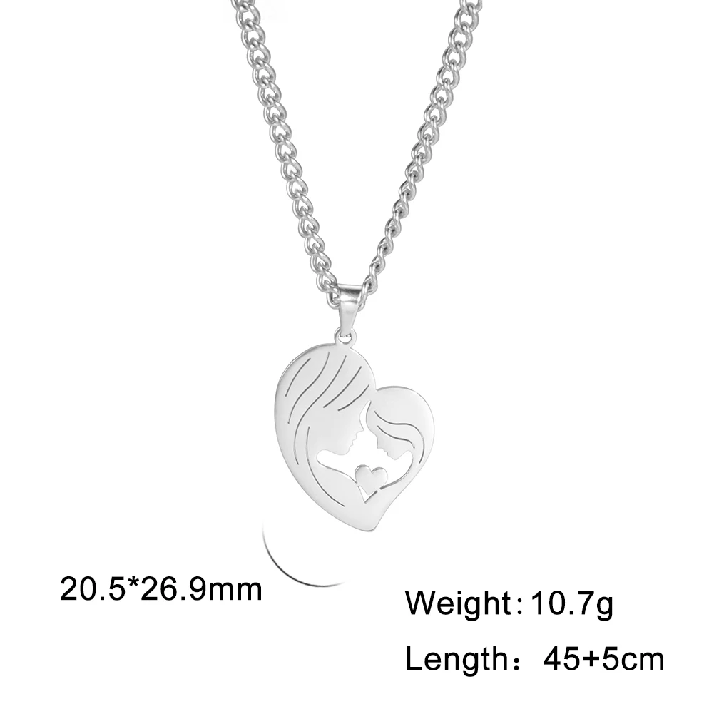 Mother Day Gift For Women Men Baby Necklace Daughter Son Family Kid Child Chain Mom Gold Color Stainless Steel Pendant Jewelry