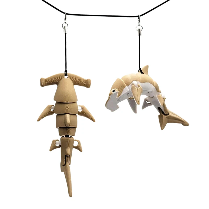 Hammerhead Shark Keychain 3D Animals Backpack Pendant Posable Flexible Purse Backpack Handbags Decor