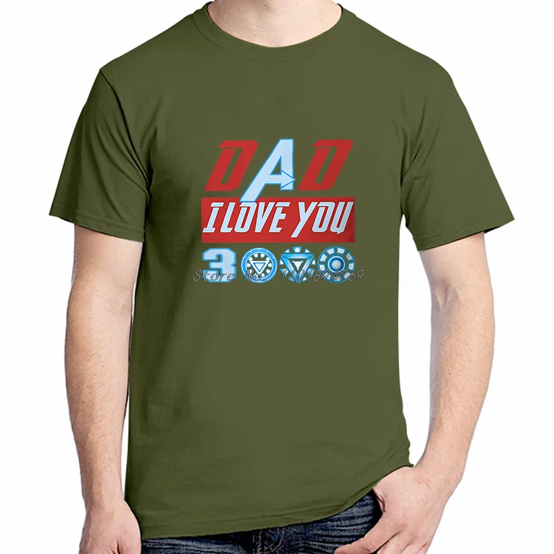 Father's Day Daddy Grandpa Cotton T-Shirt Dad Love You Three Thousands 3000 Basic Summer Short Sleeve T-Shirts Mens Clothes