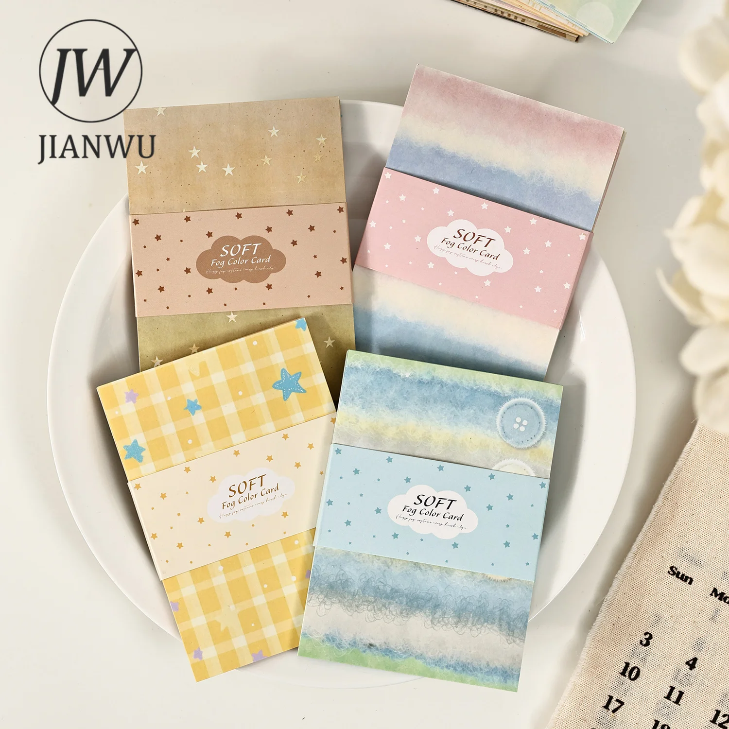 JIANWU Vintage Colorful Plaid Star Texture Landscape Collage Scrapbooking Material Paper Creative DIY Junk Journal Stationery