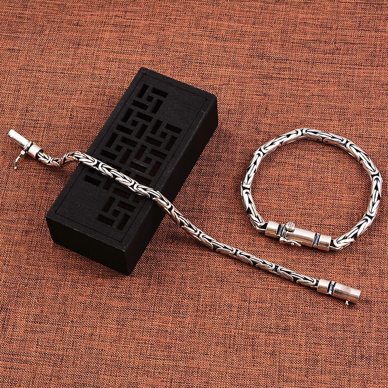 Vintage Thai Chiang Mai peace symbol bracelet unisex with a square clasp