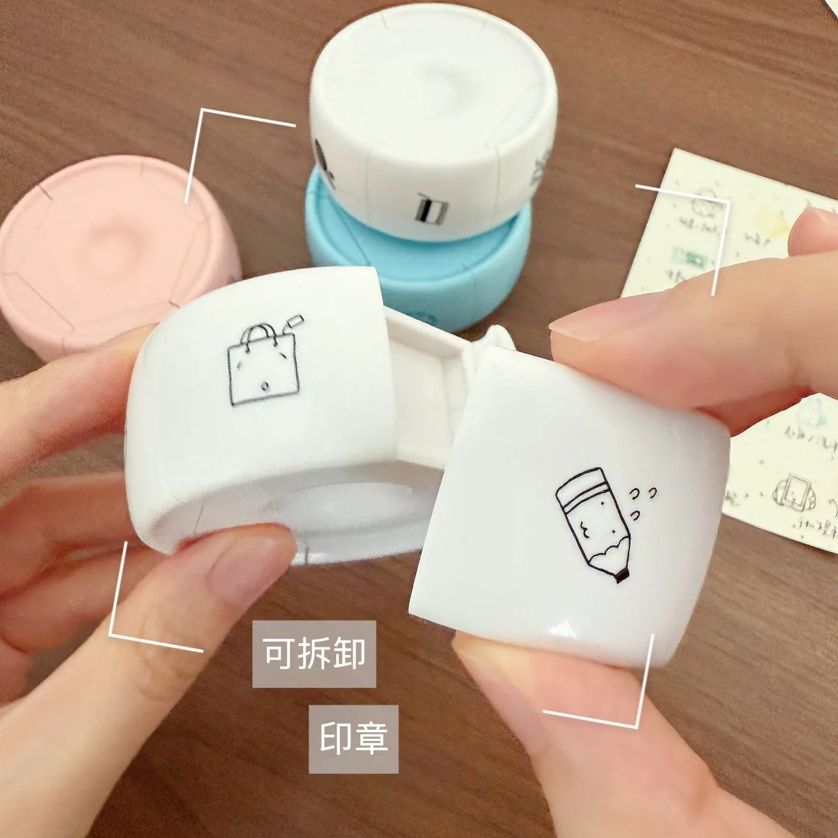 Portable 9-Grid Detachable Silicone Stamp Set Mini Journal Decorative Stamp for DIY Scrapbook Card Making Craft Supplies