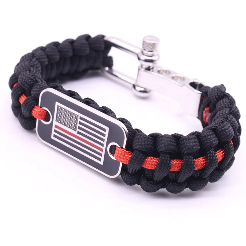 Survival Umbrella Rope Hand Rope Zinc Alloy Adjustment Buckle National Flag Umbrella Rope Woven Bracelet Handmade