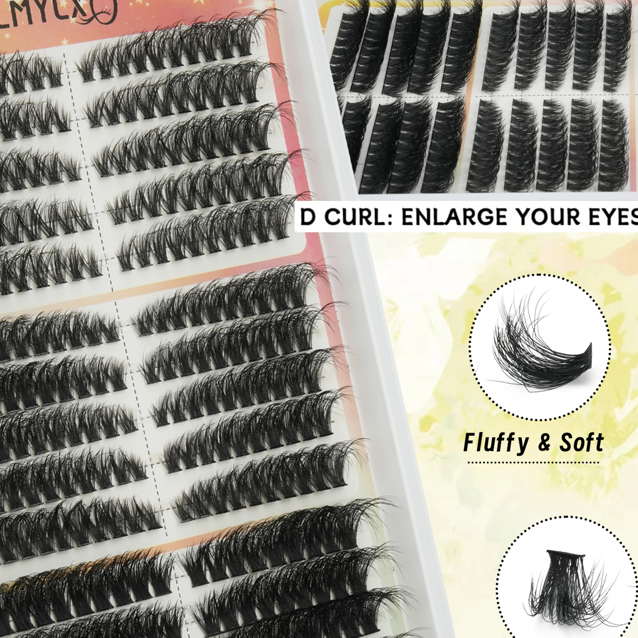16 Rows Russian Volume Cluster Lashes D Curl Wispy Fluffy Individual False Eyelashes DIY Eyelash Extensions for Women Eye Makeup