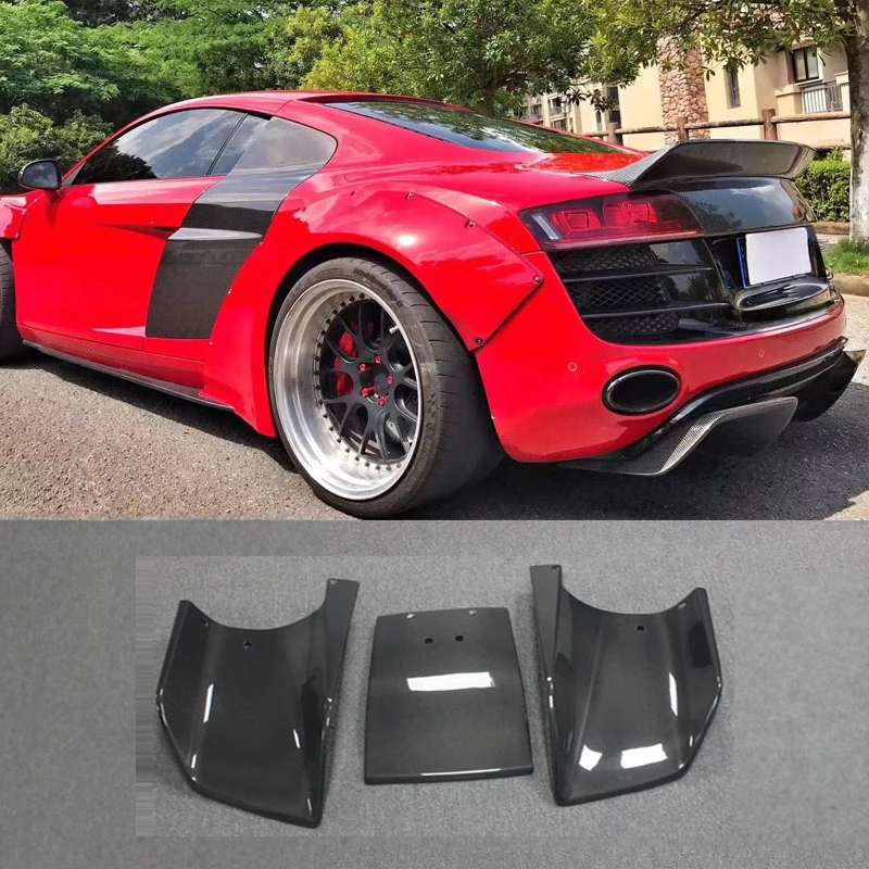 R8 Carbon Fiber Splitter Rear Lip Diffuser Fits For Audi R8 V8 V10 Gen 1 2008-2015